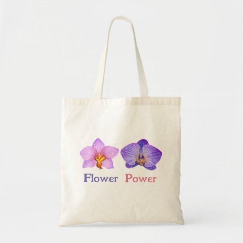 Flower Power Orchid Pink  Purple Tote Bag