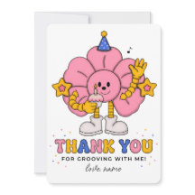 Flower Power Party Favor Card, Birthday Thank You