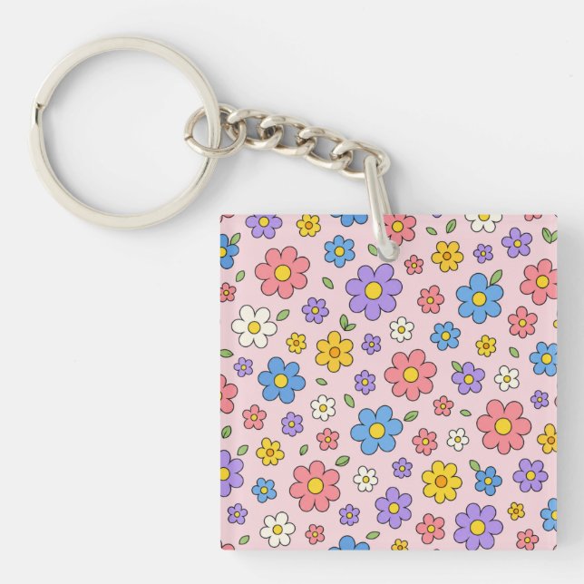Flower Power Pattern Keychain (Front)