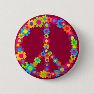 Flower Power Peace Button