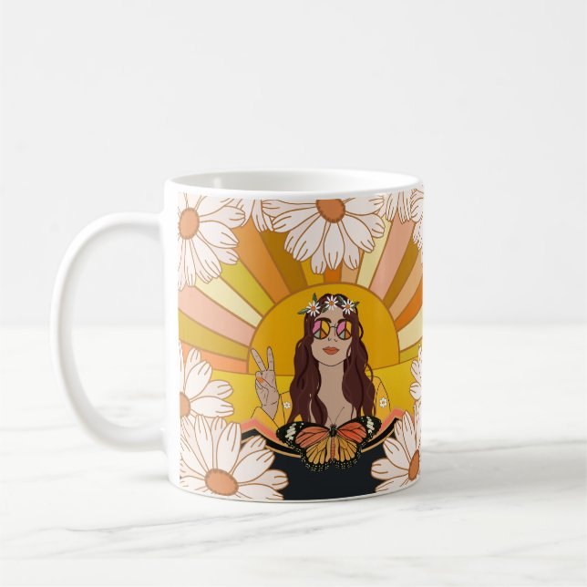 Flower Power Peace Coffee Mug (Left)