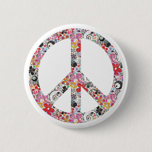 Flower Power Peace I Button