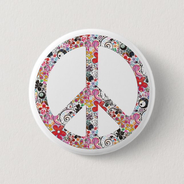 Flower Power Peace I Button (Front)