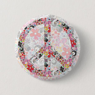 Flower Power Peace I FlowerPower light Pinback Button