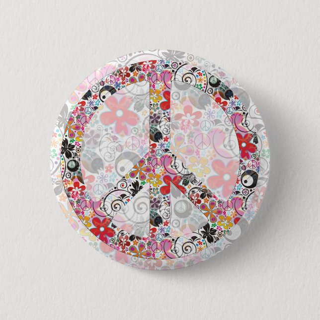 Flower Power Peace I | FlowerPower light Pinback Button (Front)