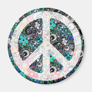 Flower Power Peace II   light Magnet