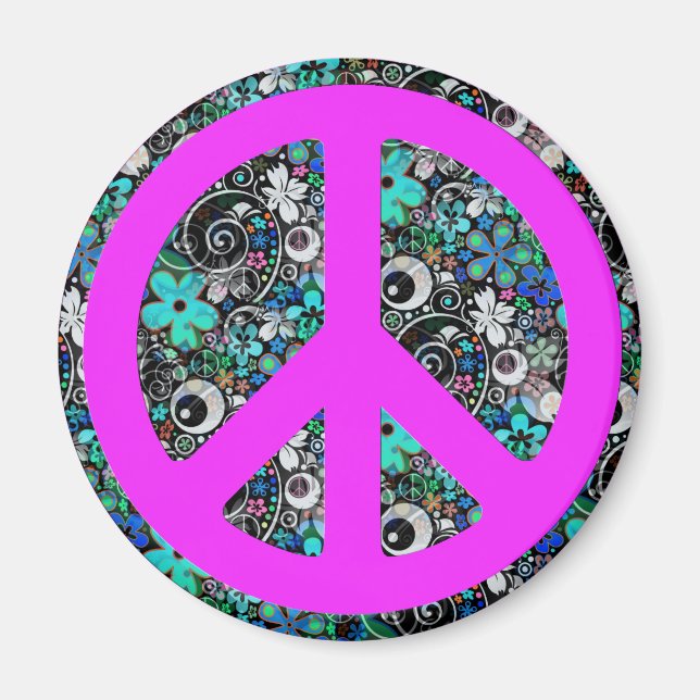 Flower Power Peace II | pink Magnet (Front)
