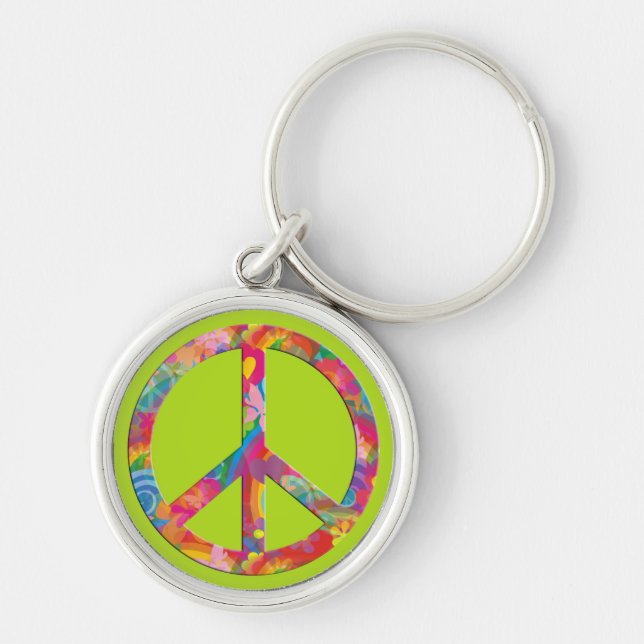 Flower Power Peace | lightgreen Keychain (Front)