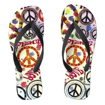 Flower Power Peace & Love Hippie Flip Flops by zlatkocro at Zazzle