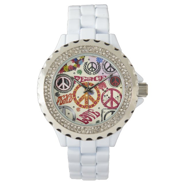 Flower Power Peace & Love Hippie  Watch (Front)