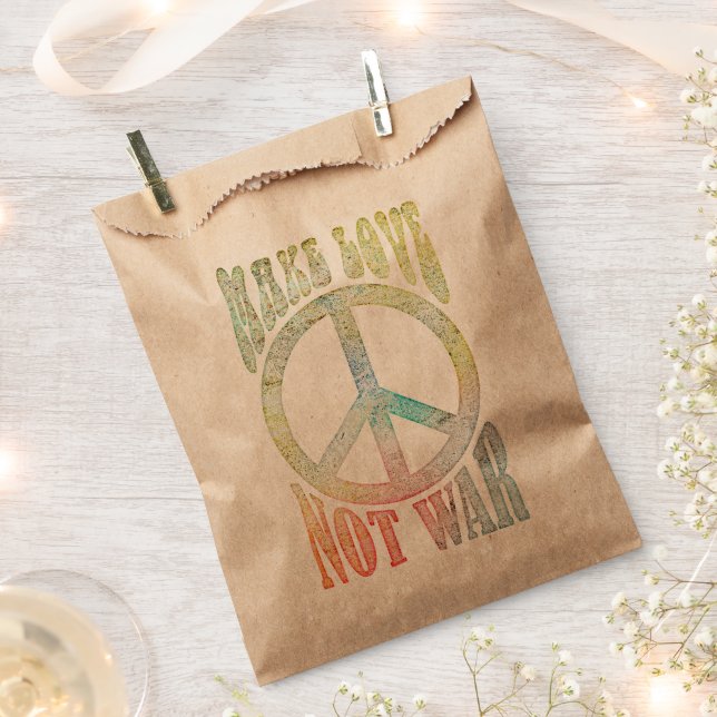 Flower Power Peace - Make Love Not War 1 Favor Bag (Clipped)