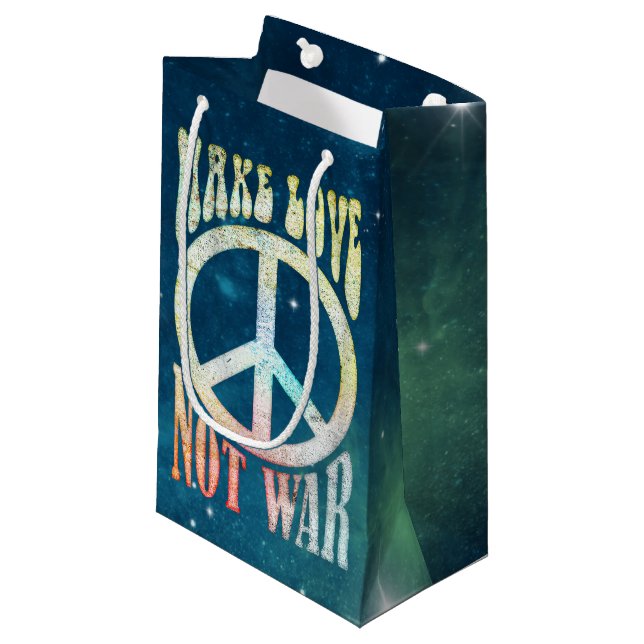 Flower Power Peace - Make Love Not War 1 Small Gift Bag (Front Angled)
