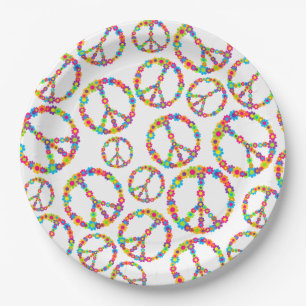Flower Power Peace Paper Plates