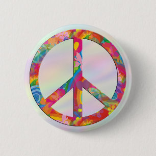 Flower Power Peace pastell Pinback Button