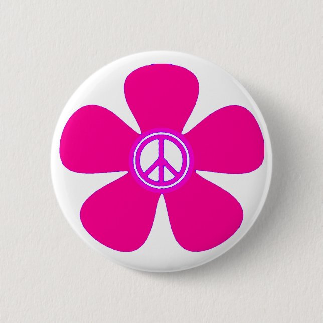 Flower Power Peace Sign Button (Front)