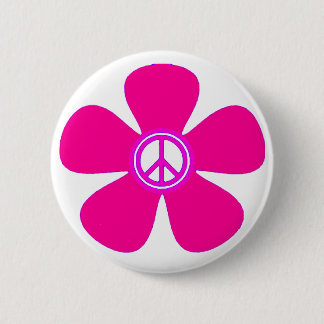 Flower Power Peace Sign Button