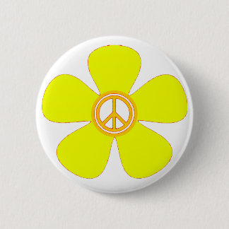 Flower Power Peace Sign Button