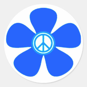 Flower Power Peace Sign Classic Round Sticker