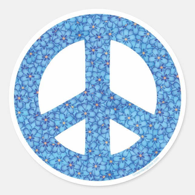 Flower Power Peace Sign Classic Round Sticker (Front)