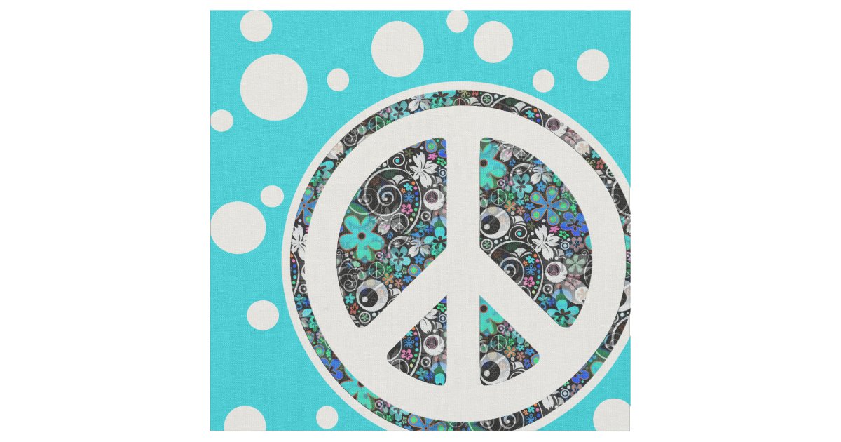 Flower Power Peace sign II + your backgr. & ideas Fabric | Zazzle.com