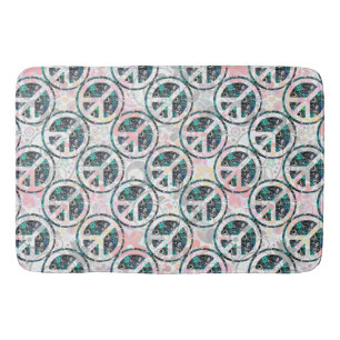 Flower Power Peace sign III + your backgr. & ideas Bath Mat