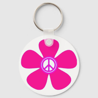 Flower Power Peace Sign Keychain