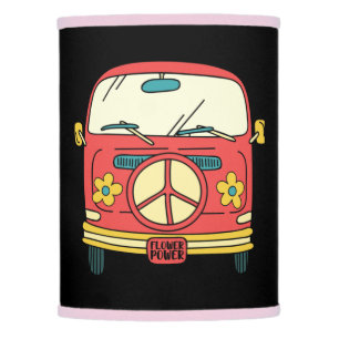 Flower Power Peace Sign Vintage Microbus Van Lamp Shade