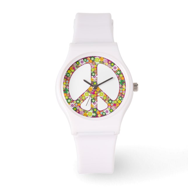 Flower Power Peace Sign Watch (Front)