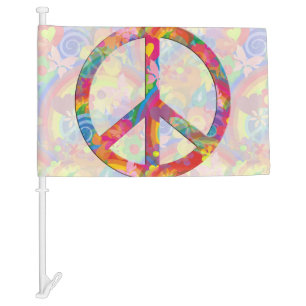 Flower Power Peace sign + your ideas Car Flag
