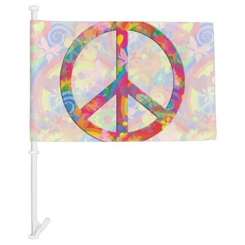 Flower Power Peace sign  your ideas Car Flag