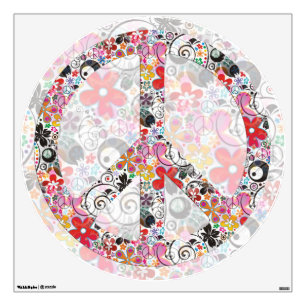 flower power PEACE symbol II Wall Decal