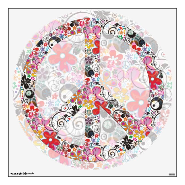 flower power PEACE symbol II Wall Decal (Front)