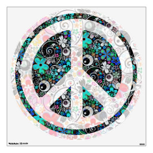 flower power PEACE symbol III Wall Sticker
