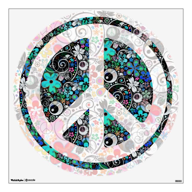 flower power PEACE symbol III Wall Sticker (Front)