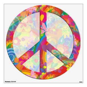 flower power PEACE symbol IV Wall Decal