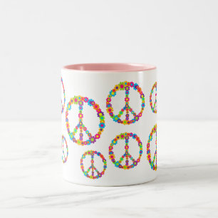 Flower Power Peace Two-Tone Coffee Mug