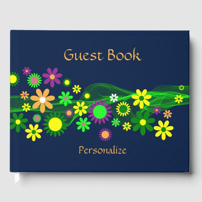 Flower Power  Personalize Guest Book (Front)