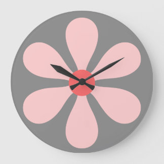 Flower Power - pink Large Clock