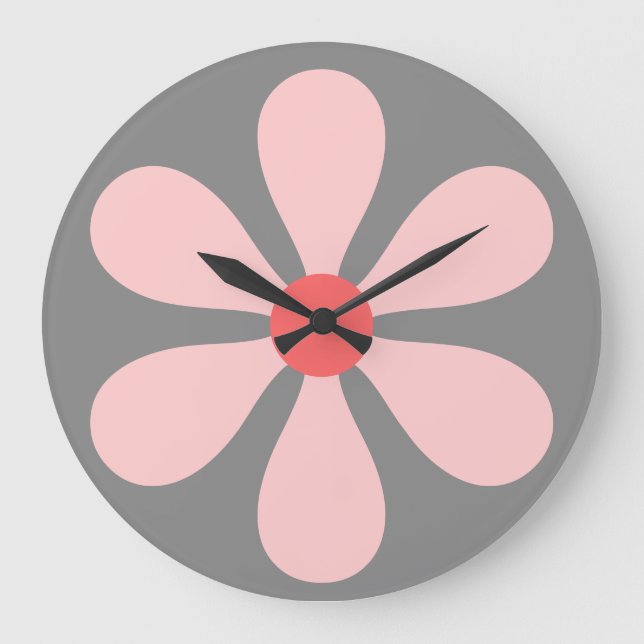 Flower Power - pink Large Clock (Front)