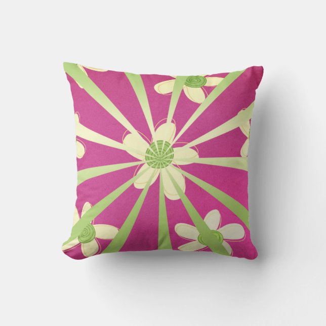 Flower Power Pink Throw Pillow (Front)