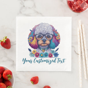 Flower Power, Poodle Elegance – A Perfect Blend Paper Dinner Napkins
