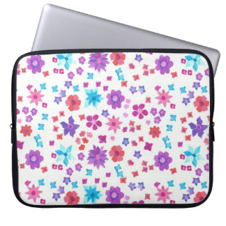 Flower Power Purple Aqua Pink Orange Laptop Sleeve