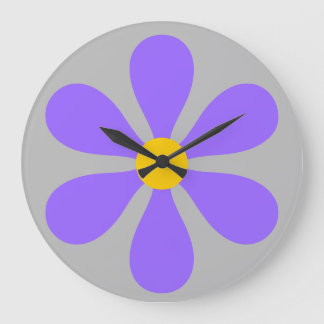 Flower Power - purple Large Clock