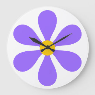 Flower Power - purple Large Clock