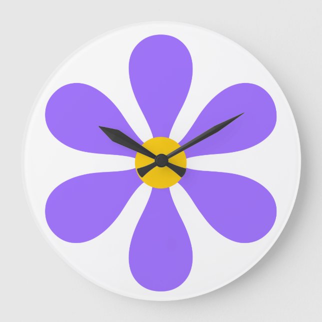 Flower Power - purple Large Clock (Front)
