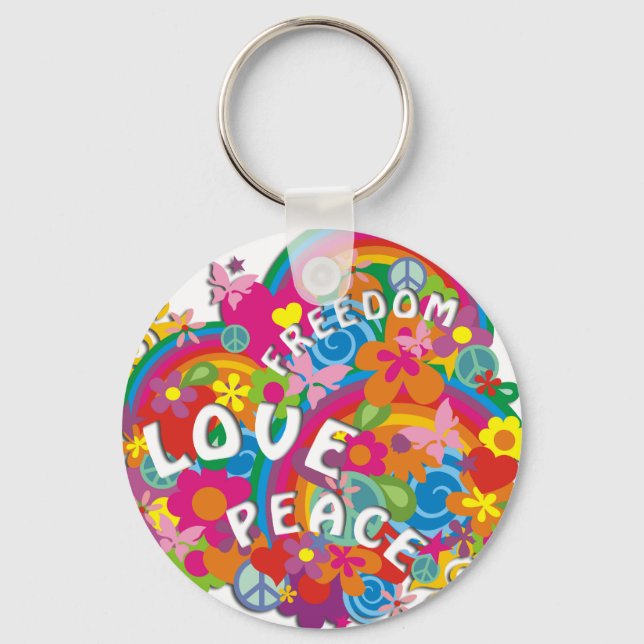 Flower Power Rainbow Keychain (Front)
