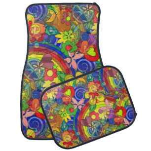 FLOWER POWER RAINBOW Pattern III Car Mat