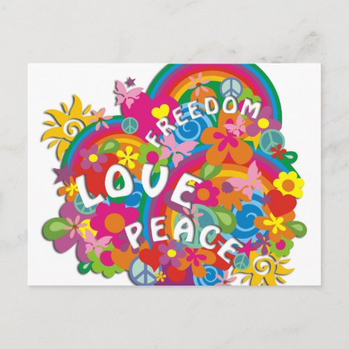 Flower Power Rainbow Postcard