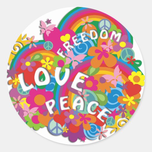 Flower Power Rainbow Round Sticker | Zazzle