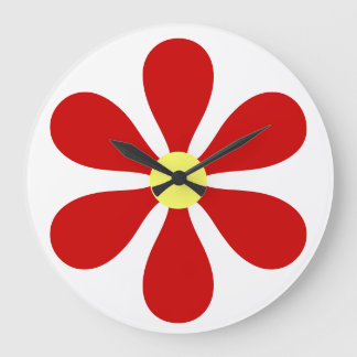 Flower Power - red Large Clock